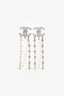Pre-Loved Chanel™ Silver Tone CC Logos Rhinestone Pearl Drop Clip-on Earrings