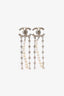 Pre-Loved Chanel™ Silver Tone CC Logos Rhinestone Pearl Drop Clip-on Earrings