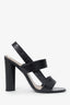 Saint Laurent Black Leather Croc Embossed Strappy Heels Size 37