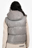 Brunello Cucinelli Grey Leather 'Gilet' Cropped Leather Vest Size 40
