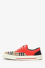 Burberry Red/Nova Check 'Skate' Low Top Shoes Size 45