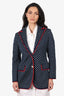 Gucci Navy Blue/Red Trim Printed Single Breasted Blazer Size 44