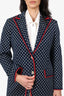 Gucci Navy Blue/Red Trim Printed Single Breasted Blazer Size 44