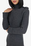 Alexander McQueen Grey Wool Ribbed Knit Turtleneck Mini Dress Size S
