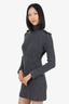Alexander McQueen Grey Wool Ribbed Knit Turtleneck Mini Dress Size S