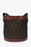 Fendi Brown Leather/Canvas Zucca Palazzo Bucket Bag