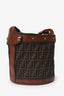 Fendi Brown Leather/Canvas Zucca Palazzo Bucket Bag