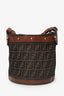 Fendi Brown Leather/Canvas Zucca Palazzo Bucket Bag