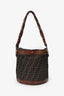 Fendi Brown Leather/Canvas Zucca Palazzo Bucket Bag