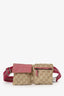 Gucci Brown/Pink GG Supreme Cavas Double Pocket Belt Bag
