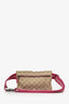 Gucci Brown/Pink GG Supreme Cavas Double Pocket Belt Bag