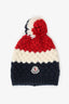 Moncler Red/White Wool Knit Bobble Hat