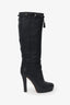 Gucci Black Leather Knee High Tassel Detail Boots Size 37.5