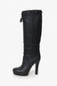 Gucci Black Leather Knee High Tassel Detail Boots Size 37.5