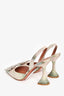 Amina Muaddi 2023 Green/Pink Satin Crystal Embellished Begum Sling Heels Size 35.5