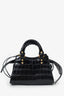 Balenciaga Black Croc Embossed Leather Mini Neo Classic Bag