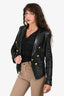 Veronica Beard Black Leather Double Breasted Blazer Size  4