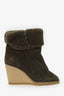 Isabel Marant Khaki Green Suede Shearling Totam Low Boot Size 39