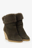 Isabel Marant Khaki Green Suede Shearling Totam Low Boot Size 39