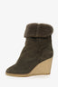 Isabel Marant Khaki Green Suede Shearling Totam Low Boot Size 39