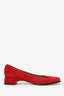 Ferragamo Red Suede Low Heel Pumps Size 7