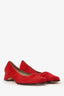 Ferragamo Red Suede Low Heel Pumps Size 7