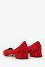 Ferragamo Red Suede Low Heel Pumps Size 7