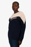 Stella McCartney Navy/Cream Cashmere/Wool Lace Detailed Sweater Size 40