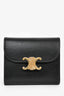 Celine 2022 Black Leather Triomphe Compact Wallet
