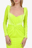 Alex Perry Neon Yellow Velvet Long Sleeve Ruched Dress Size 8