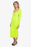 Alex Perry Neon Yellow Velvet Long Sleeve Ruched Dress Size 8