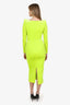 Alex Perry Neon Yellow Velvet Long Sleeve Ruched Dress Size 8