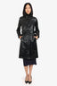 Akris Punto Black Croc Embossed Coat Size 4