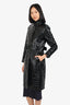 Akris Punto Black Croc Embossed Coat Size 4