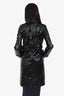 Akris Punto Black Croc Embossed Coat Size 4