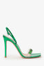 Gianvito Rossi Green Metallic Crystal Embellished 'Ribbon Candy' Heels Size 38