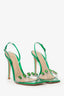Gianvito Rossi Green Metallic Crystal Embellished 'Ribbon Candy' Heels Size 38