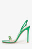 Gianvito Rossi Green Metallic Crystal Embellished 'Ribbon Candy' Heels Size 38