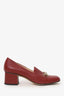 Gucci Burgundy Leather Horsebit Block Heels Size 38