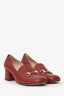 Gucci Burgundy Leather Horsebit Block Heels Size 38