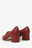 Gucci Burgundy Leather Horsebit Block Heels Size 38