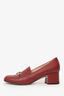 Gucci Burgundy Leather Horsebit Block Heels Size 38