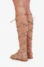 Gianvito Rossi Gold Leather Strappy Gladiator Sandals Size 37