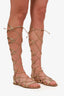 Gianvito Rossi Gold Leather Strappy Gladiator Sandals Size 37