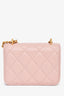 Pre-Loved Chanel™ 2021+ Pink Leather 'Pearl Crush' Mini Crossbody Bag