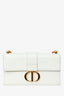 Christian Dior White Leather '30 Montaigne East-West' Crossbody Bag with Chain