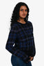 Vince Blue Check Cashmere/Wool Cardigan Size M