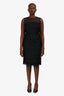 Erdem Black Tweed/Mesh Midi Dress Size 8 US