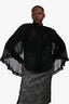 Zimmermann Black Sheer Ruffle 'Illuminati' Cape Blouse Size 8 US