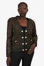 L'Agence Black/Gold Sequin Knit Cardigan with Gold Buttons Size M